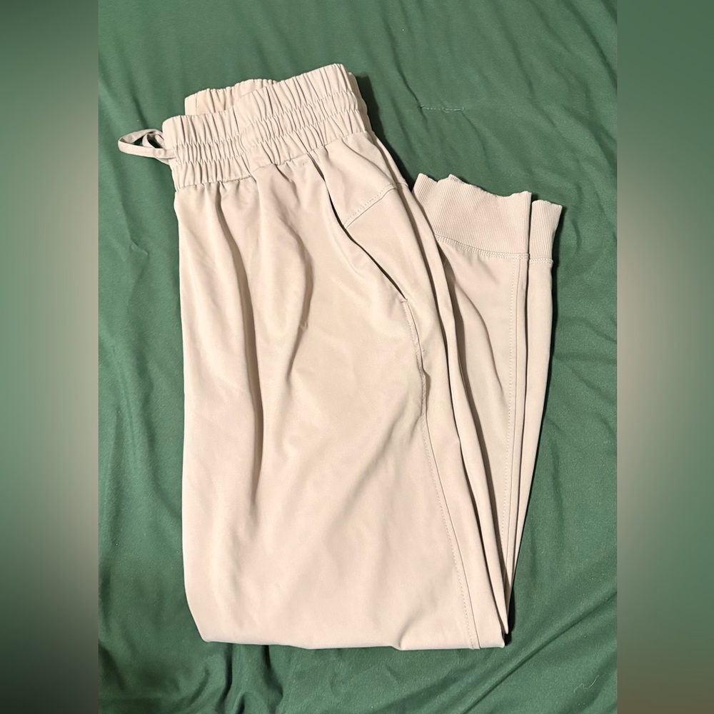 Women's Cream Track Joggers with Elastic Waist